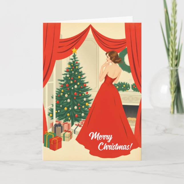 Tarjeta Vintage Christmas Illustration (Anverso)