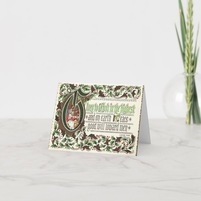 Tarjeta Vintage Christmas Luke 2:14 (Anverso)