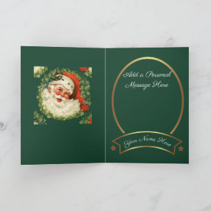 Tarjeta Vintage Christmas Santa Claus St. Nick Holiday Car