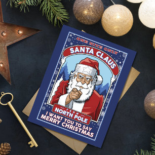 Tarjeta Vintage Christmas Santa dice Feliz Navidad