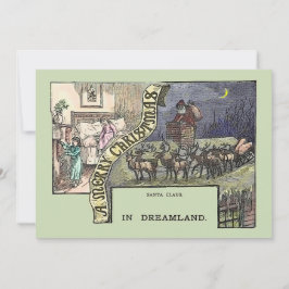 Tarjeta Vintage Christmas Santa Reindee and Children