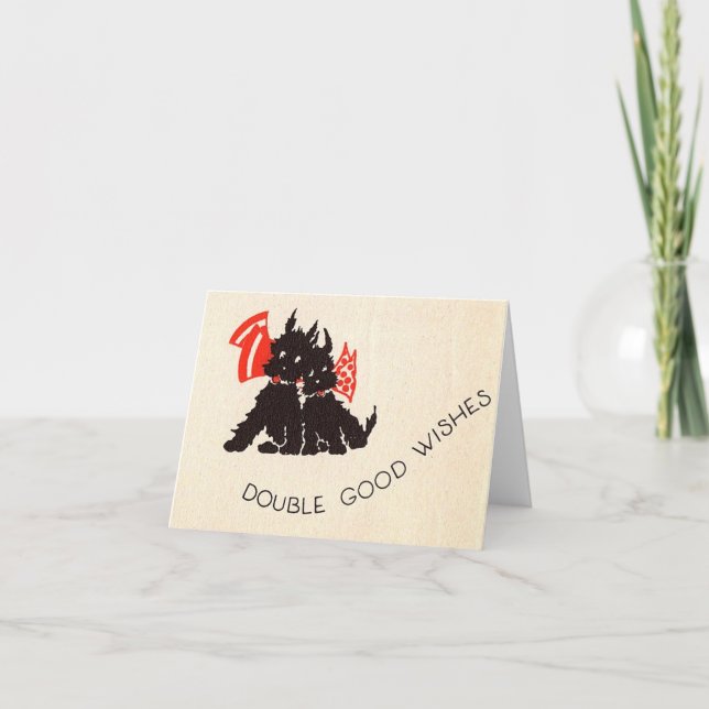 Tarjeta Vintage Christmas Scottie Dogs Card (Anverso)