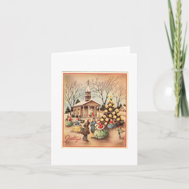 Tarjeta Vintage Christmas Village Card (Anverso)