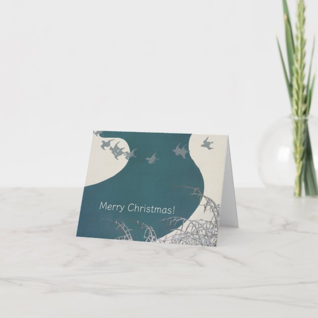 Tarjeta Vintage Christmas, Winter Birds (Anverso)