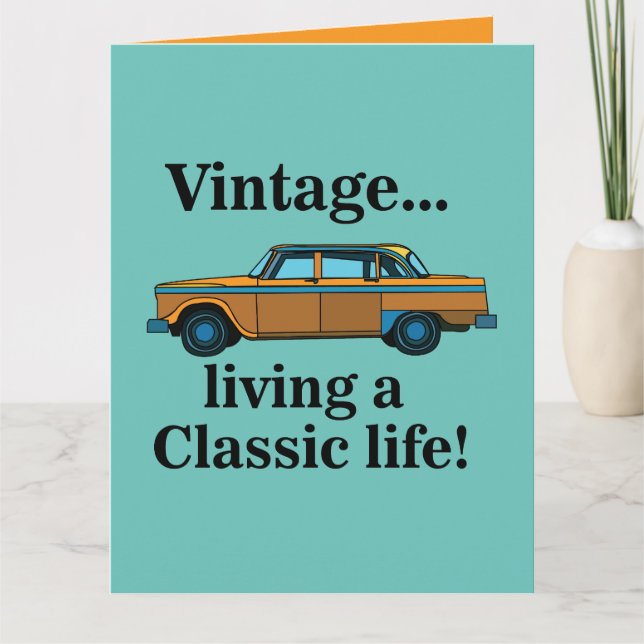 Tarjeta Vintage Classic Car Birday (Anverso)