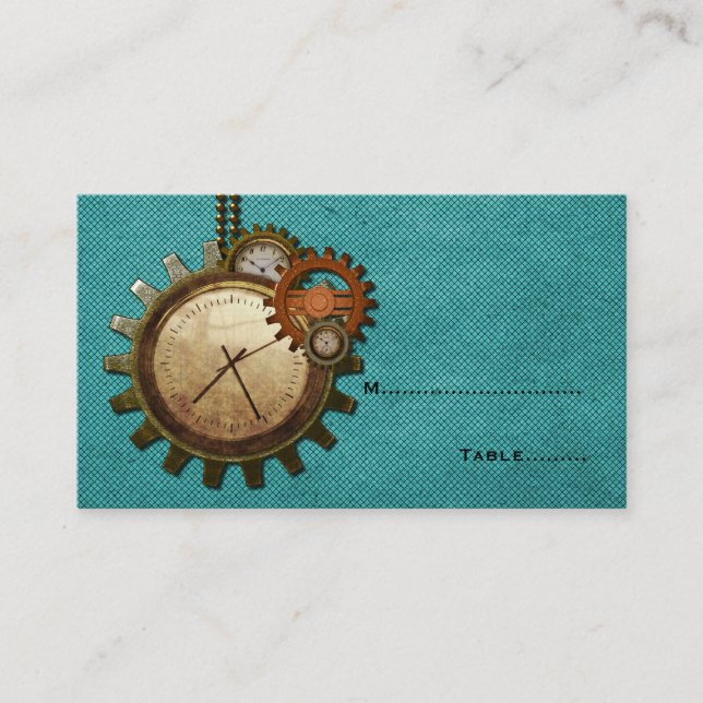 Tarjeta Vintage Clock Place, Turquesa (Anverso)