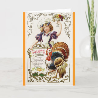 Tarjeta Vintage Cook With Turkey Thanksgiving Day Card