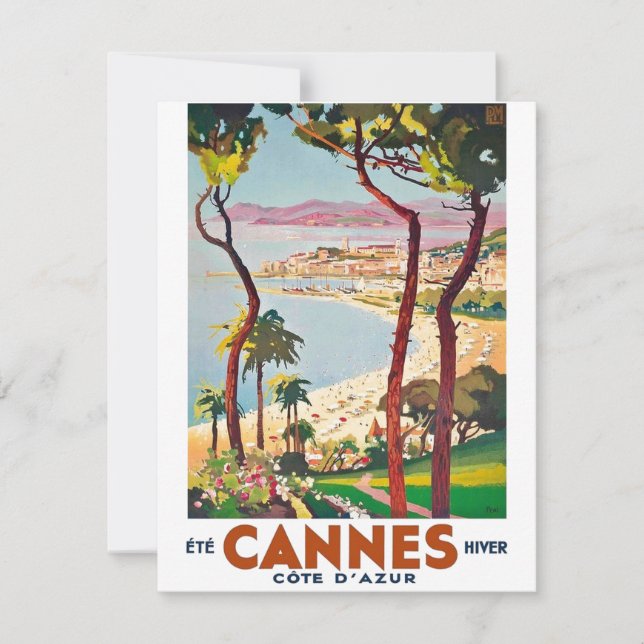 Tarjeta Vintage Cote D'Azur Cannes (Anverso)