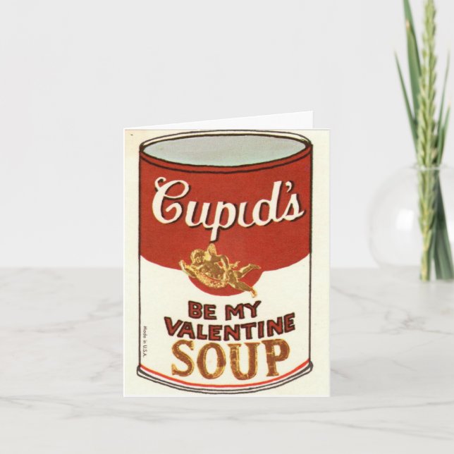 Tarjeta Vintage Cupid Soup Valentine (Anverso)