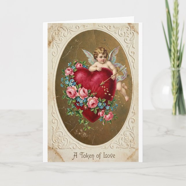 Tarjeta Vintage Cupid Valentine Love Card (Anverso)