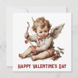 Tarjeta Vintage Cupid With Heart Bow