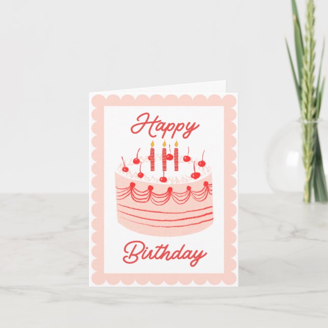 Tarjeta Vintage Cute Cake Happy Birday Card (Anverso)