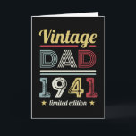 Tarjeta Vintage Dad 1941 80th Birthday Gift Men Retro<br><div class="desc">This Vintage 1941 Dad retro 80th Birthday design makes a great fathers day gift for men turning 80 years old. Birthday gifts for him. For an awesome legend,  dad. 60's & 70's style design for a man.</div>