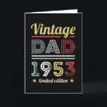 Tarjeta Vintage Dad 1953 70th Birthday Gift Men Retro<br><div class="desc">Este diseño retro de cumpleaños número 70 de esta Vintage de papá de 1953 hace un gran regalo de los padres para los hombres que cumplen 70 años. Regalos de cumpleaños para él. Para una leyenda increíble,  papá. Diseño de estilo de los años 60 y 70 para un hombre.</div>