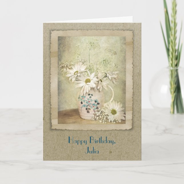 Tarjeta Vintage Daisy Birthday Bouquet (Anverso)