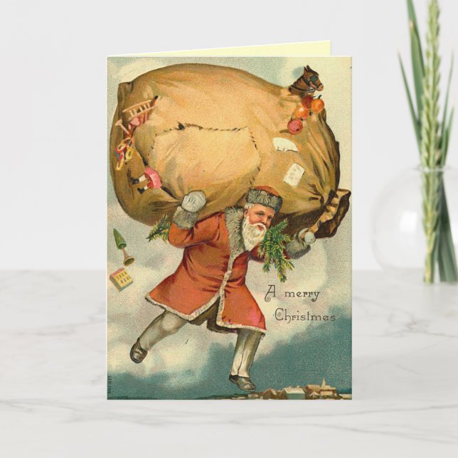 Tarjeta vintage de ángel de Navidad (Anverso)