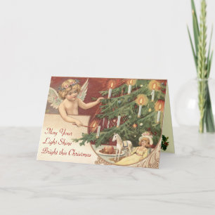 Tarjeta vintage de ángel de Navidad