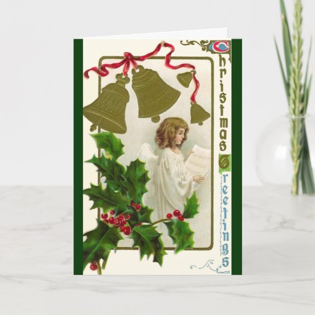 Tarjeta vintage de ángel de Navidad (Anverso)