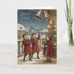 Tarjeta vintage de campaneros de Navidad