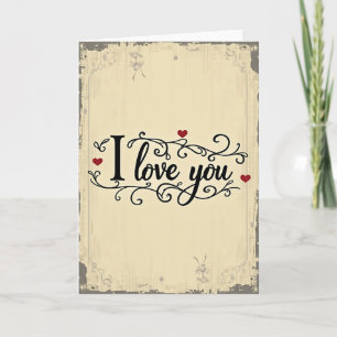 Tarjeta Vintage de Corazones Te Amo