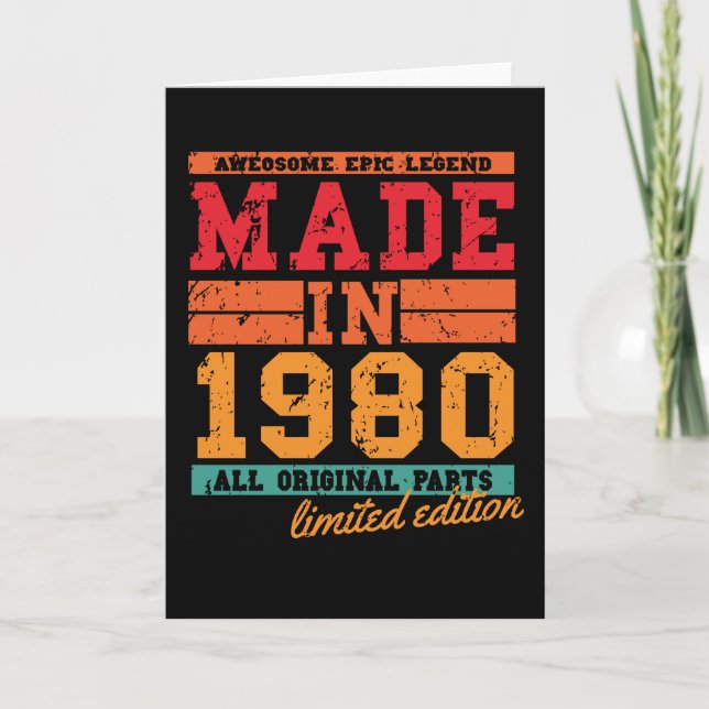 Tarjeta Vintage de cumpleaños 1980 (Anverso)