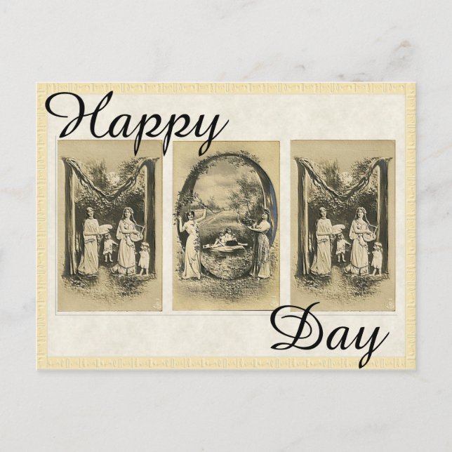Tarjeta vintage de día materno con tarjeta alfabét (Anverso)