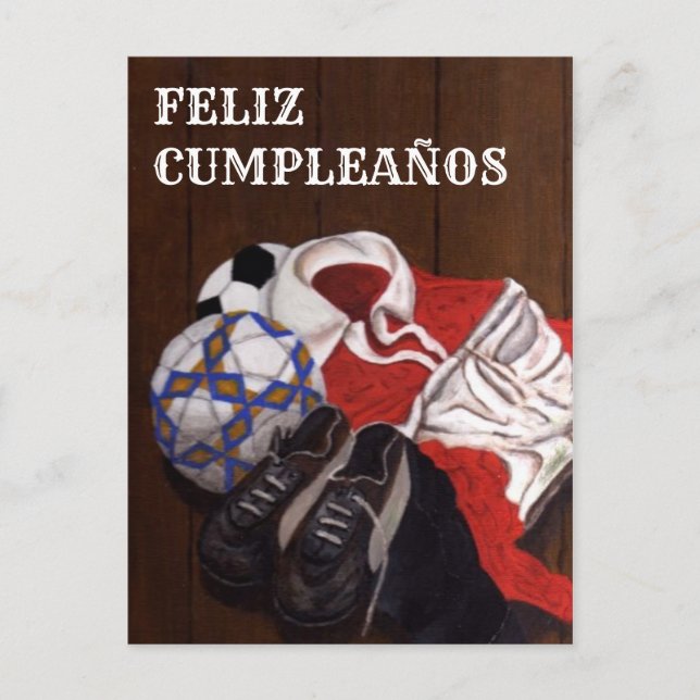 Tarjeta Vintage de fútbol FELIZ CUMPLEAÑOS (Anverso)