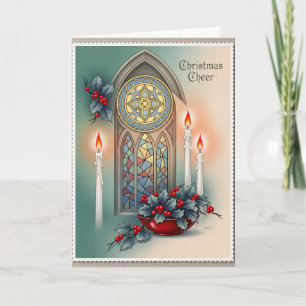 Tarjeta vintage de la iglesia cristiana de Navidad