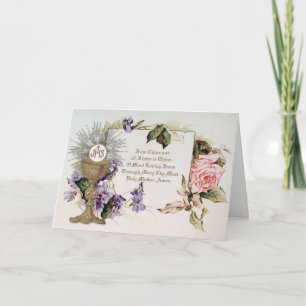 Tarjeta Vintage de la oración de la Santa Comunión católic