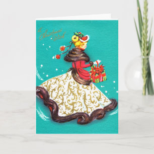 Tarjeta Vintage de Navidad - Chica Gibson