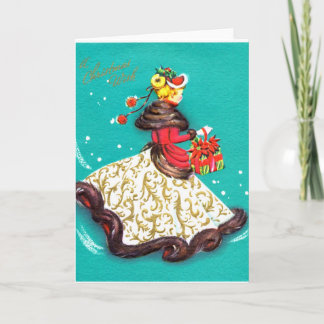 Tarjeta Vintage de Navidad - Chica Gibson
