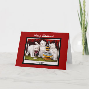 Tarjeta Vintage de Navidad Feliz Navidad Gatitos A
