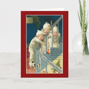Tarjeta Vintage de Navidad Feliz Navidad Niños