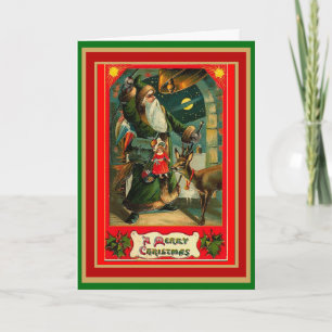 Tarjeta Vintage de Navidad Feliz Navidad Santa