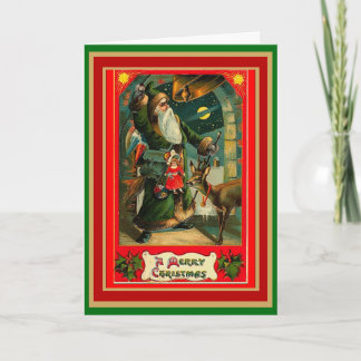 Tarjeta Vintage de Navidad Feliz Navidad Santa