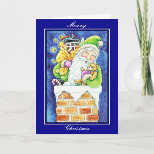 Tarjeta Vintage de Navidad Feliz Navidad Santa