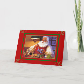 Tarjeta Vintage de Navidad Feliz Navidad Santa