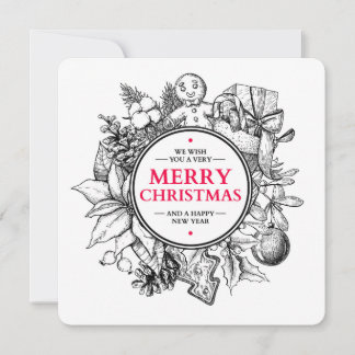 Tarjeta vintage de Navidad. Guerrillera de Navidad