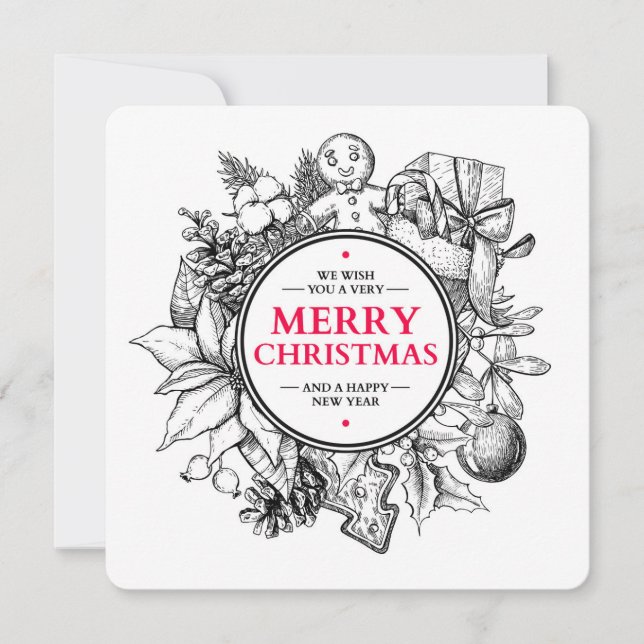 Tarjeta vintage de Navidad. Guerrillera de Navidad (Anverso)