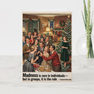 Tarjeta vintage de Navidad Nietzsche sarcástica