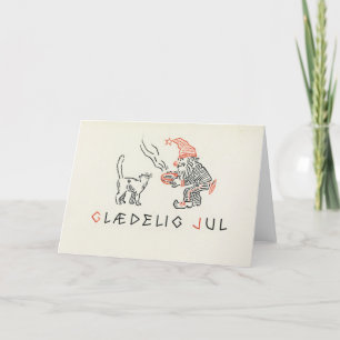 Tarjeta Vintage de Navidad Noruega   Glædelig Jul 