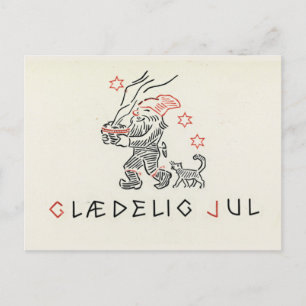 Tarjeta Vintage de Navidad Noruega Glædelig Jul