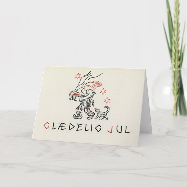 Tarjeta Vintage de Navidad Noruega | Glædelig Jul  (Anverso)