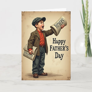 Tarjeta Vintage de Newsboy del Día del Padre