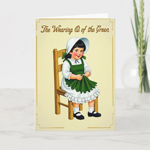 Tarjeta Vintage de Niña con Verde