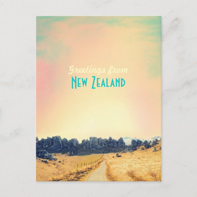 Tarjeta vintage de Nueva Zelanda (Anverso)