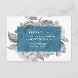 Tarjeta Vintage de recepción floral Cerulean