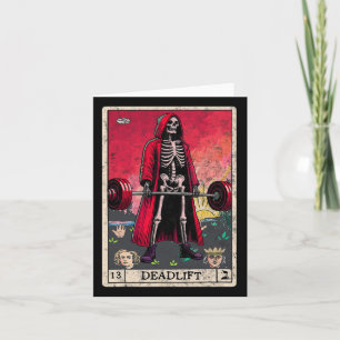 Tarjeta Vintage Deadlift Skeleton Halloween Gym Chistes We