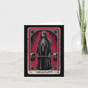 Tarjeta Vintage Deadlift Skeleton Halloween Gym Chistes We