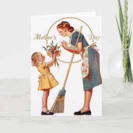 Tarjeta vintage del día de la madre con mensaje mu